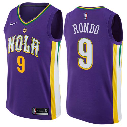 Men New Orleans Pelicans #9 Rondo Purple Game Nike NBA Jerseys